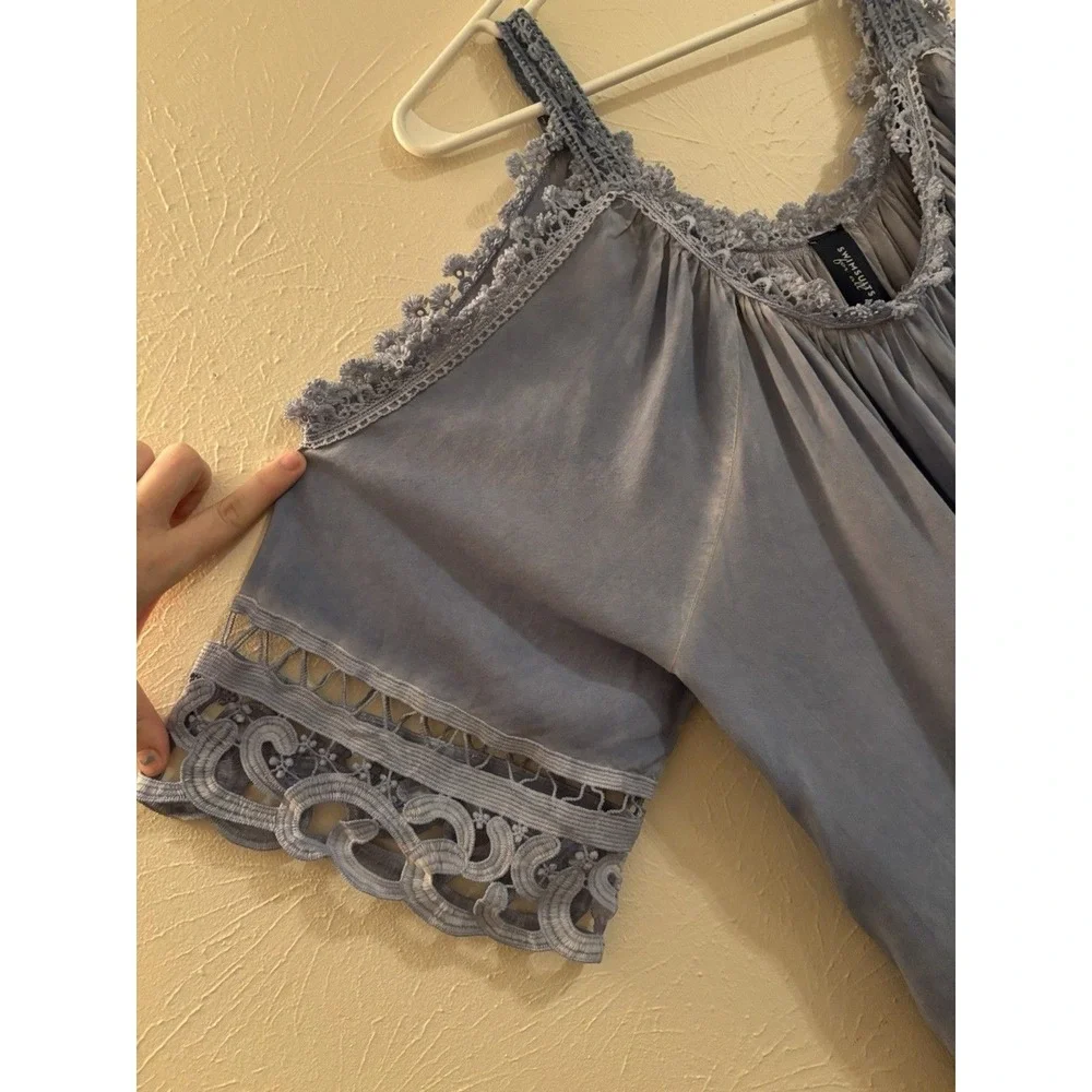 Swimsuits For All Blue Cold Shoulder‎ Crochet Lace Cover Up Dress Women 18/20